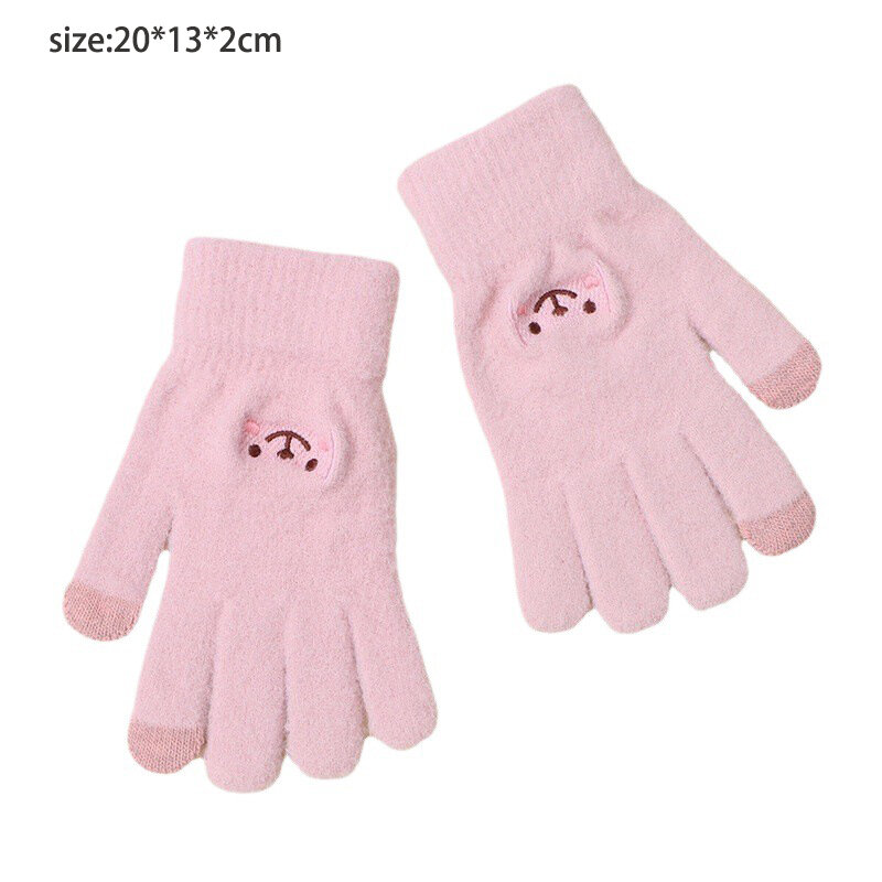 Guantes de cinco dedos para mujer, guantes de invierno, guantes gruesos de felpa, guantes cálidos para ciclismo