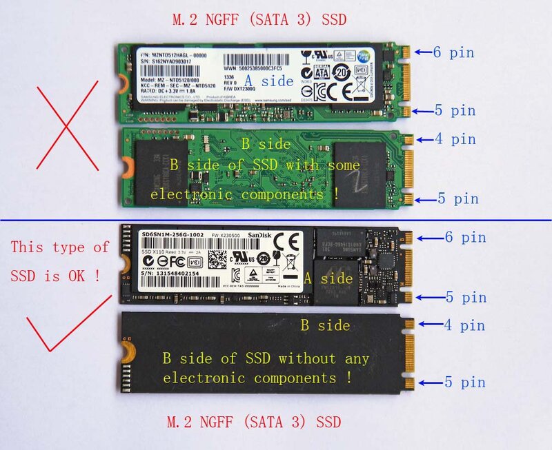 2010 및 2011 용 SATA M.2 SSD, 애플 에어 A1370 A1369 어댑터