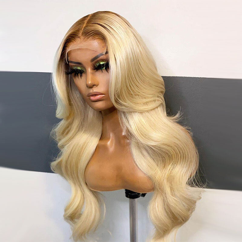 Длинный бесклеевой мягкий парик 26 дюймов 180 плотность Омбре блонд 613 тело волна кружево передний парик для черных женщин детские волосы предварительно выщипанные термостойкие