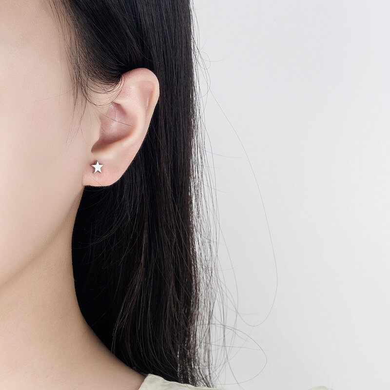 Boucles d'oreilles à tige étoile carrée en argent regardé 925 pour dames, bijoux de haute qualité, nouvelle mode, XY0234