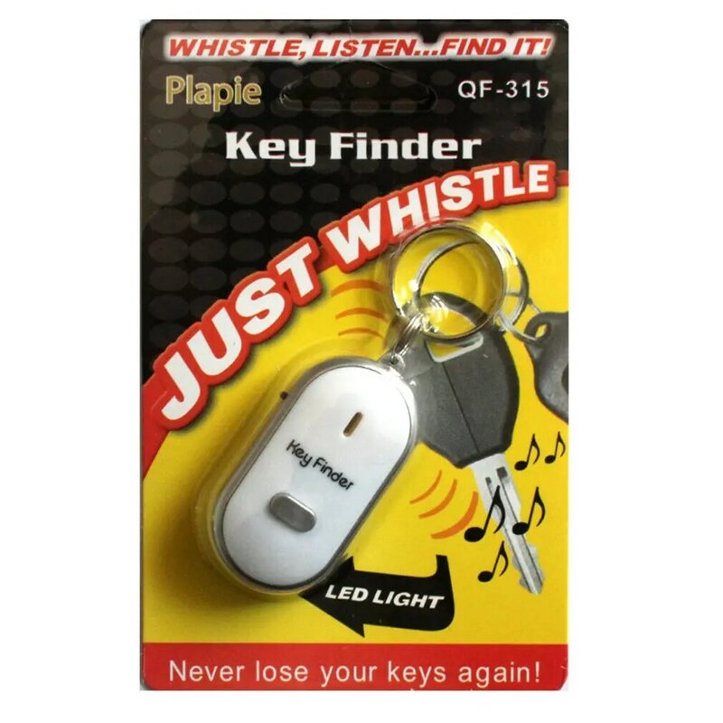 LED peluit kunci pencari berkedip Beeping kontrol suara Alarm antihilang pencari lokasi kunci pelacak dengan gantungan kunci Mini gantungan kunci