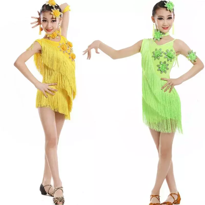 현대 소녀 라틴 댄스 원피스, 소녀 대회 댄스웨어, 어린이 댄스 의상, 삼바 원피스 볼룸 댄스 원피스