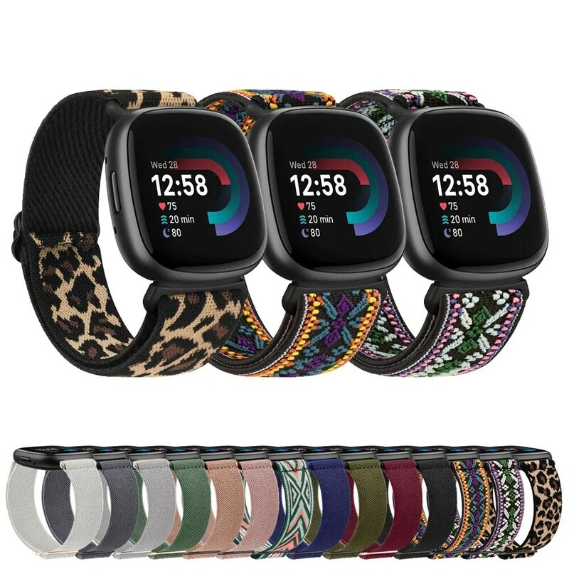 Elastische Nylon Horlogeband Voor Fitbit Versa 3/Versa 4 Band Armband Voor Fitbit Sense/Zin 2 Band Horlogeband Vervanging Pols