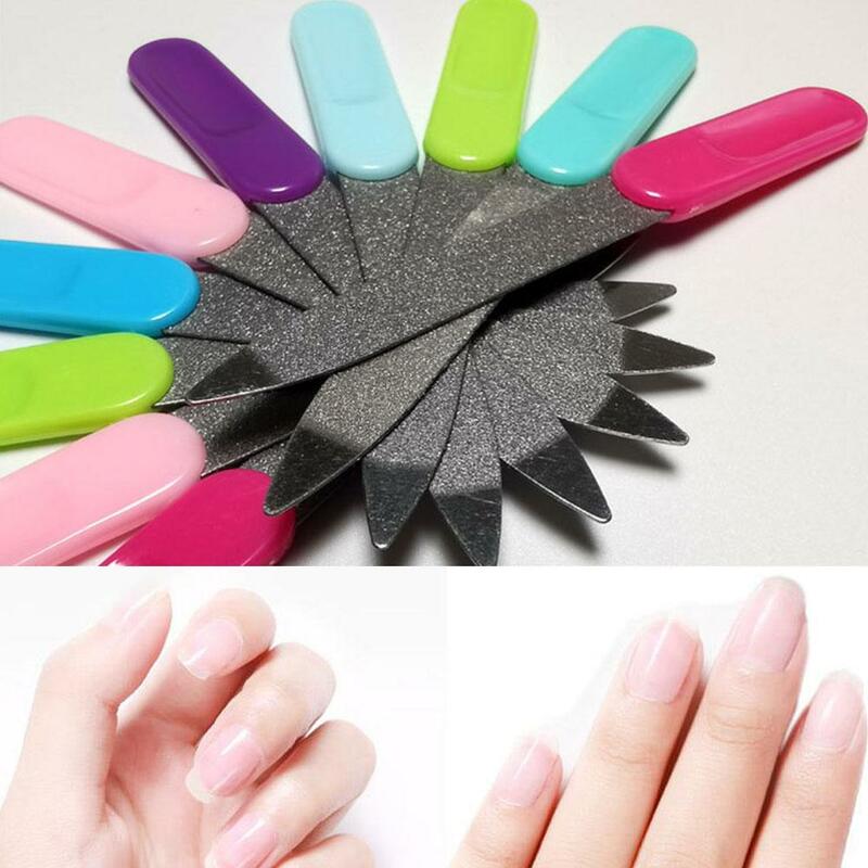 Lima de uñas de Metal para uñas naturales, herramienta para el cuidado de las uñas, hecha de acero inoxidable, 1 unidad