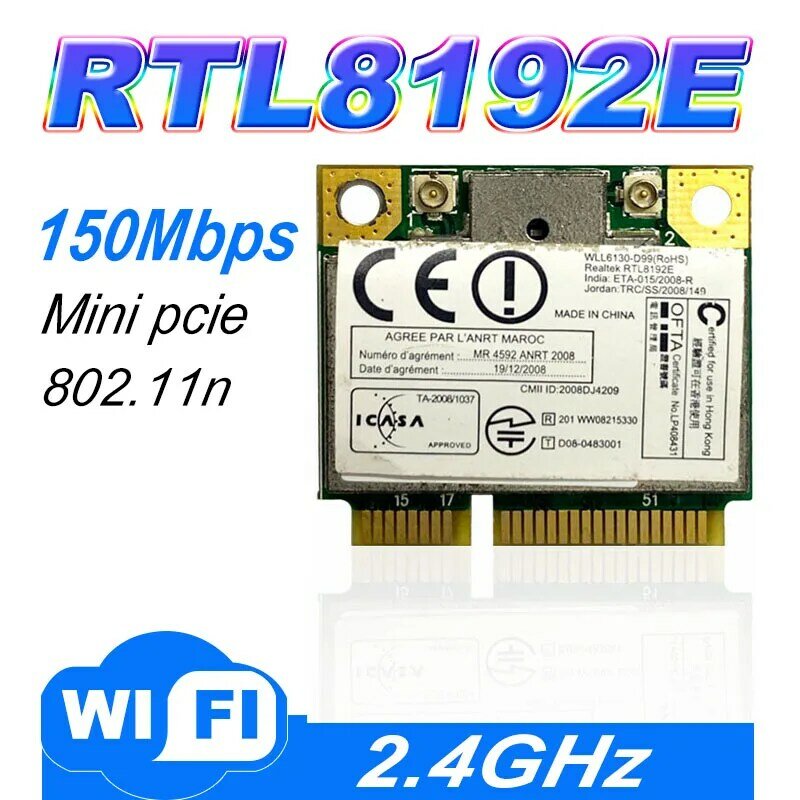 كمبيوتر محمول RTL8192E 802.11b/g/n 300 متر مدمج في الشبكة المحلية اللاسلكية miniPCI-E بطاقة نصف ارتفاع واي فاي CATD