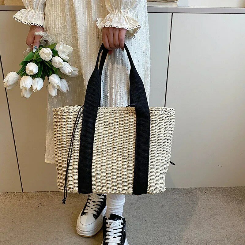 女性用籐織りバッグ,シングルショルダー,デュアルユース,旅行用,新品
