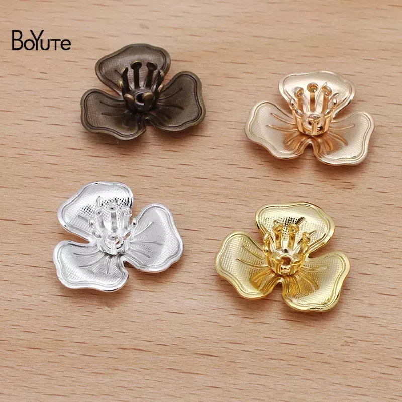 BoYuTe (100 Pieces/Lot) 16MM Stamping Brass Flower Bead Caps Materials Handmade Diy Jewelry Findings