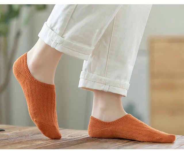 5 Pairs Women's silicone invisible Boat Socks  Summer Solid Color Ankle Boat Socks Female Soft Cotton Slipper Socks 35-40 EUR