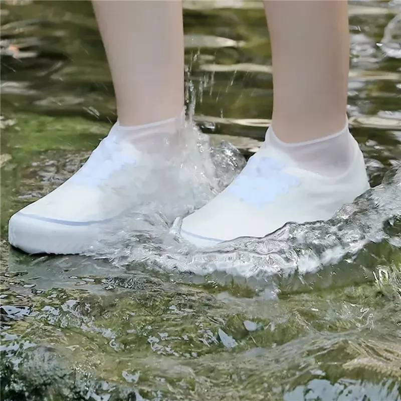 2 pezzi di scarpe in Silicone antiscivolo impermeabili stivali da pioggia Unisex resistenti all'usura ad alta elasticità per copriscarpe riutilizzabili per il giorno di pioggia all'aperto