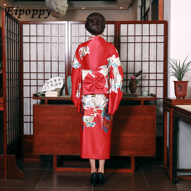 Geïmiteerde Zijden Pyjama Japanse Kimono Dames Zomer Half Mouw Bruidsjurk Homewear Nachtjas Badjas