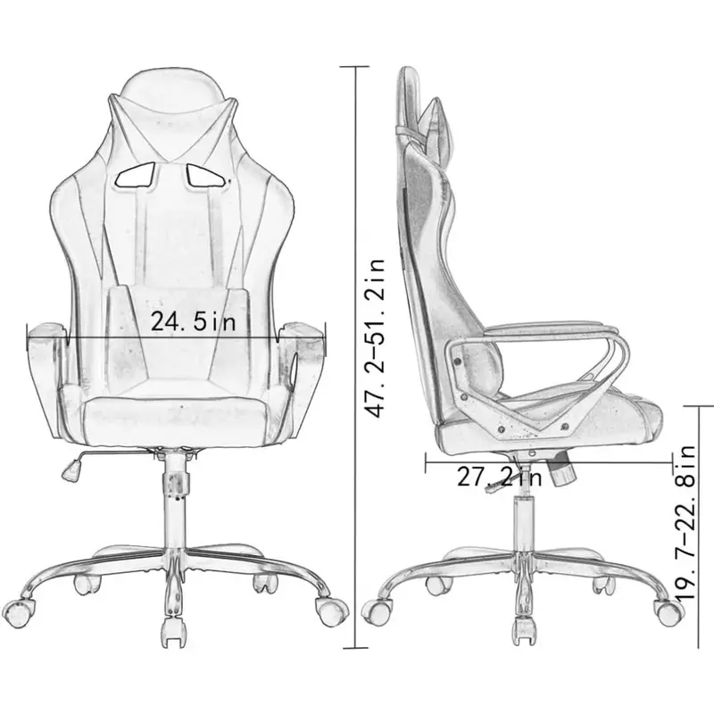 High-Back Gaming Chair PC Office Chairs Computer Racing Chair PU Desk Task Chairs Ergonomic Executive Swivel Rolling