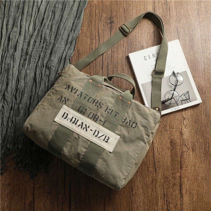 Krawiecki Brando Vintage Pilot torba na kask wytrzymała, wyprana płócienna torba podróżna wwi Model o dużej pojemności torba wojskowa