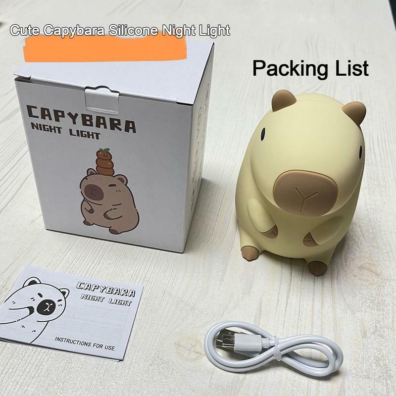 Capybara 야간 조명 보육원 야간 조명, USB 충전식 Capybara 모양 터치 컨트롤 실리콘 램프, 침실 거실용