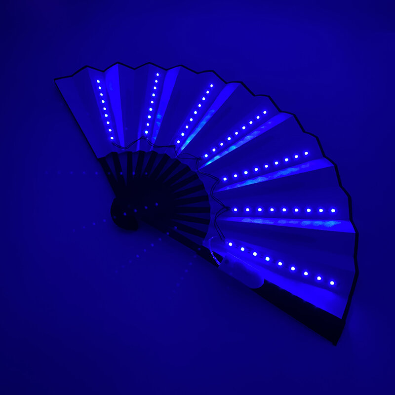 ไฟเต้นรำ LED พัดลมพับได้สำหรับงานหลอดเรืองแสงไฟ LED สำหรับงานกลางคืนอุปกรณ์เรืองแสงบาร์คลับตกแต่งงานเต้นรำ