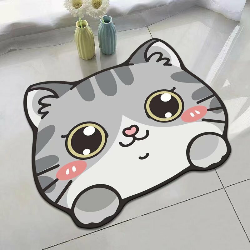 Alfombrilla de dibujos animados para puerta de baño, felpudo antideslizante de secado rápido con garra de gato y perro, accesorios para el hogar
