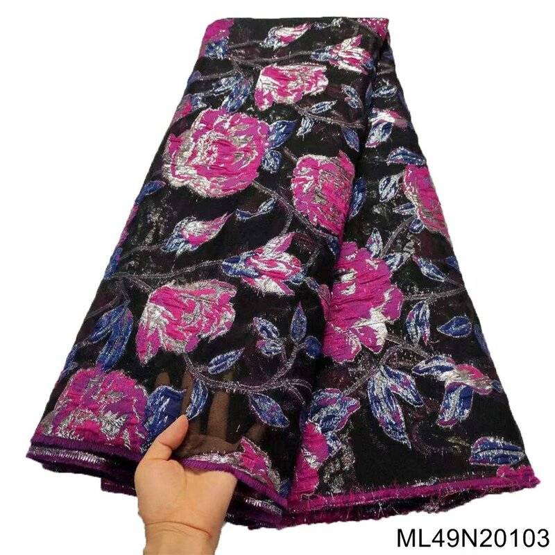Hohe Qualität Afrikanische Nigerian Tüll Spitze Stoff Organza Stickerei Guipure Party Kleid Kleid Brokat Jacquard Französisch ML49N201
