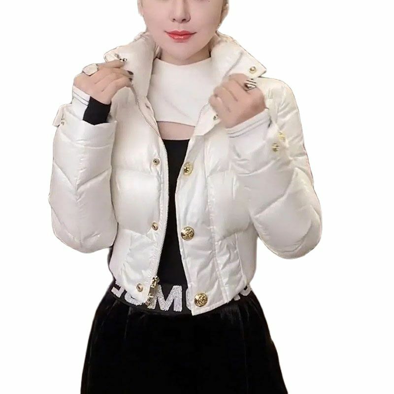 Jaket Katun Pendek Mode Wanita Mantel Baru Musim Gugur Musim Dingin Mantel Katun Hangat Tetap Hangat Atasan Pakaian Luar Jaket Wanita
