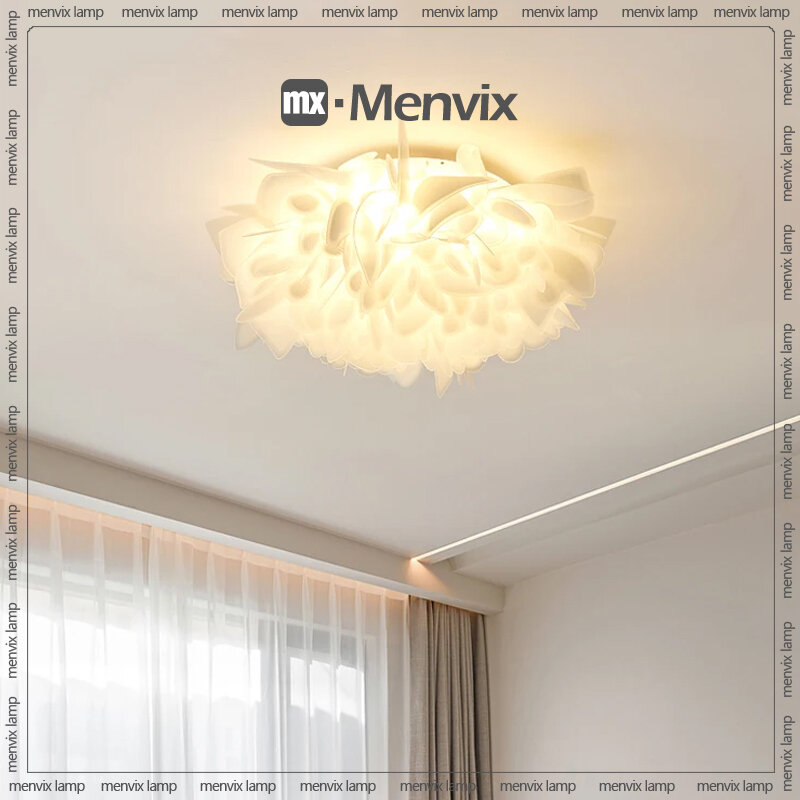 Menvix lampu gantung LED Modern putih, lampu plafon Dekorasi kelopak tempat lampu kamar tidur ruang makan lampu langit-langit