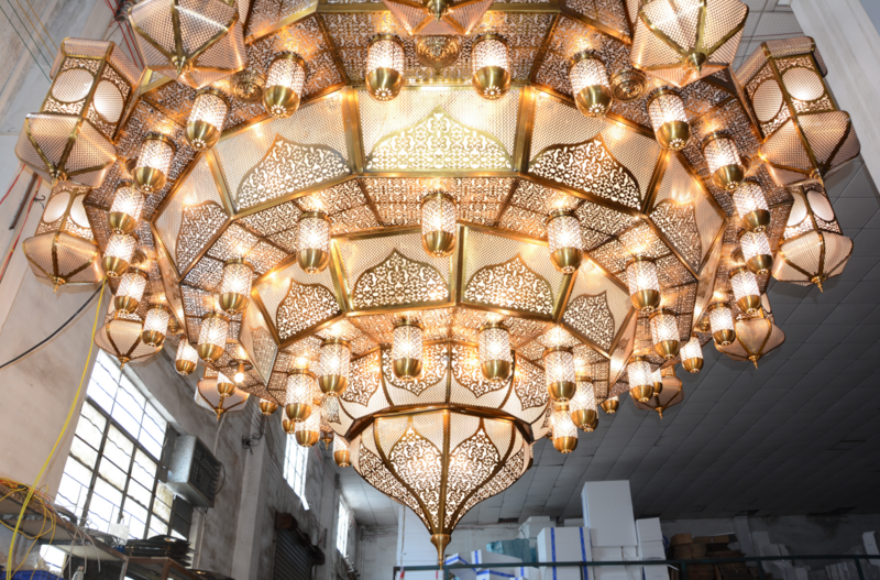 Islam Decoration Wrought Iron Big Mosque Chandelier Lighting Prayer Hall Chandelier