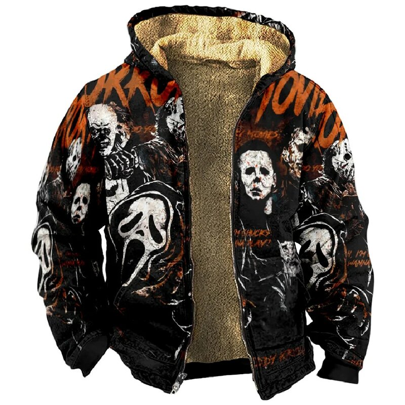 Halloween Hoodie Men Women Zipper Sweatshirt 2023 New Long Sleeve Stand Collar Y2K Fashion Clothes