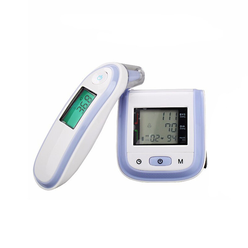 Sem contato termômetro eletrônico infravermelho termômetro frontal tipo de pulso monitor de pressão arterial eletrônico inteligente conjunto