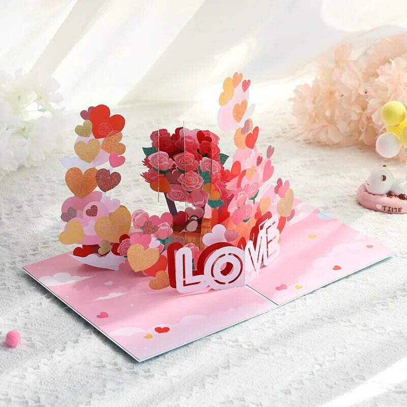 New Valentine's Day 3D Three-dimensional Greeting Card Creative Romantic Love 520 Holiday Blessing Message Card