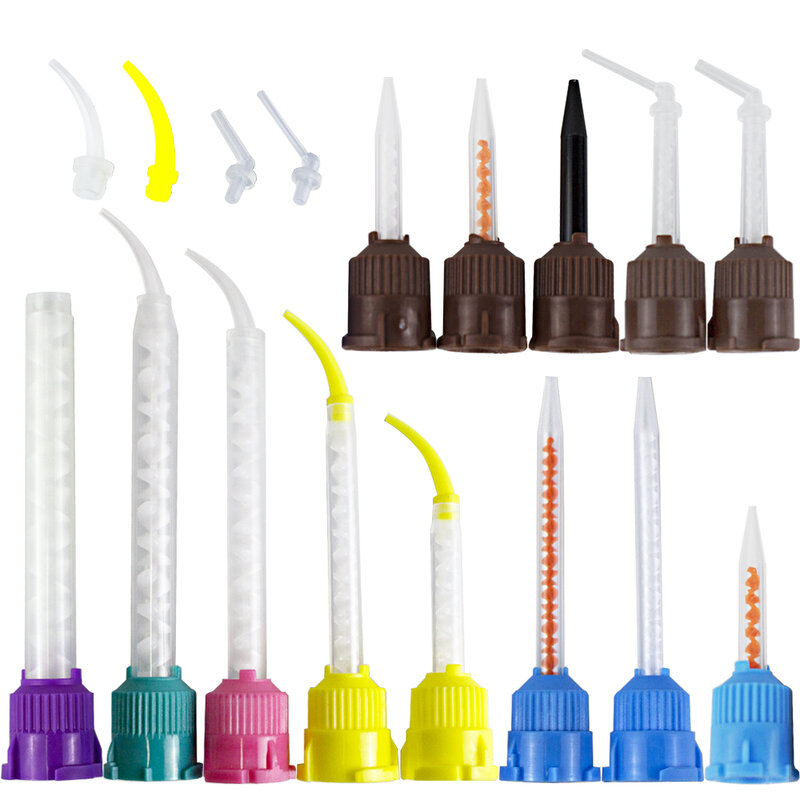 50 sztuk/paczka końcówek dentystycznych materiał do Lmpression proteza laboratoryjna kolorowa rurka jednorazowa mieszanka gumy silikonowej