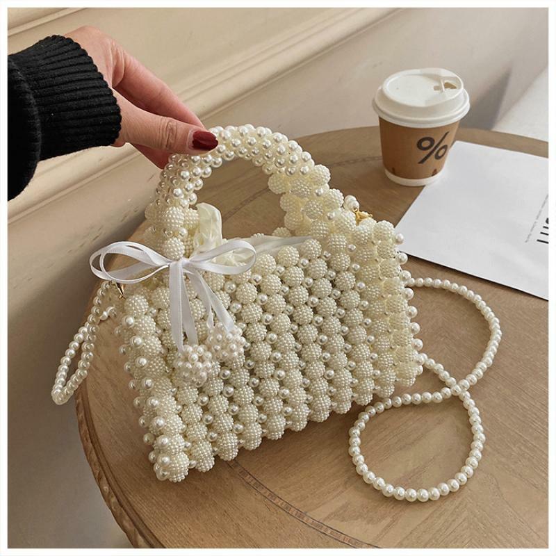 Nowa kryształowa torba wieczorowa pięknie szlachetna kopertówka ślubna z perłowym łańcuchem perła wykonana ręcznie torebka na ramię torba obiadowa