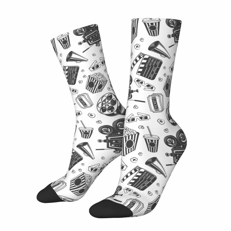 Chaussettes de cinéma pour hommes et femmes, bas en polyester personnalisés, chaussettes amusantes brodées