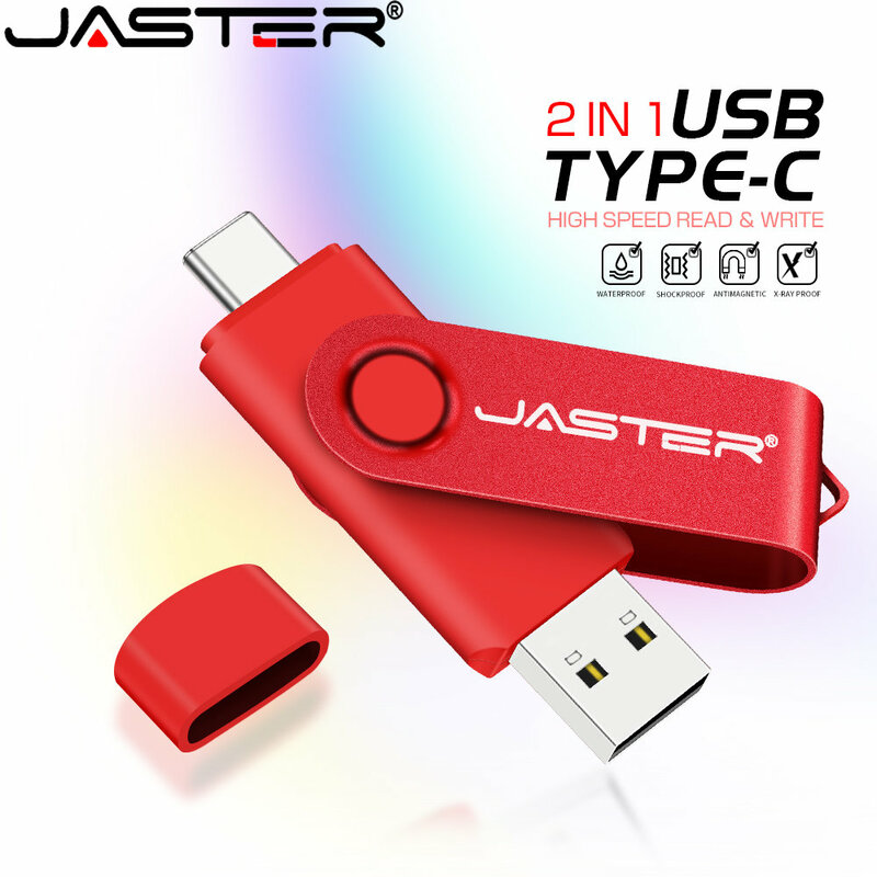 JASTER Red Rotatable USB Flash Drive 128GB Free Custom Logo 2.0TYPE-C USB Stick 64GB 32GB 16GB 8GB Creative Gift Pen Drive 4GB