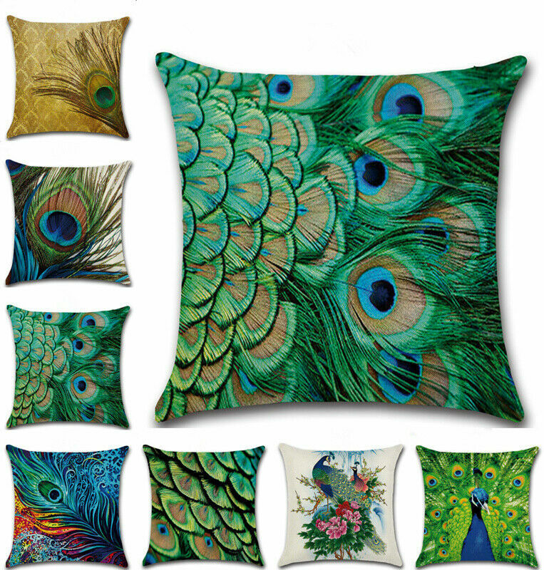 Peacock Feathers Capa de Almofada para Decoração Home, Sofá Throw Pillow Case, Confortável Arte Decorativa, 45x45cm