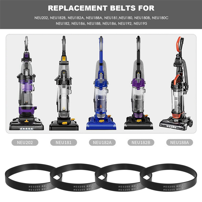 4 Pack Vacuum Belt Replacement Belts for Eureka Style U E0205 Upright Vacuum Cleaner,for Eureka NEU202,NEU181,NEU180,Etc