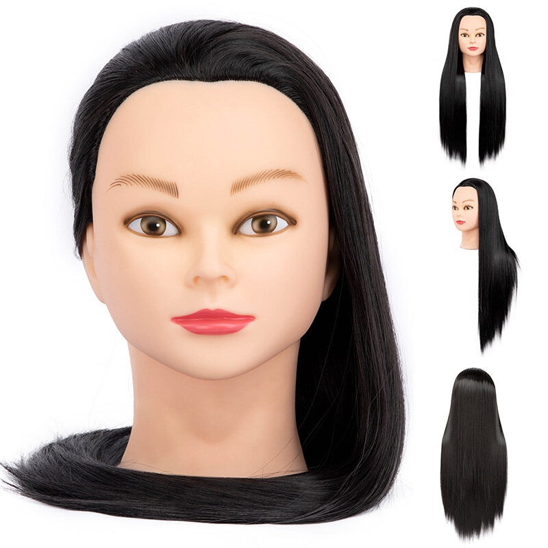 4Color 60CM Mannequin Doll Head for Hairstyles High Temperature Fiber Hair Hand Woven Training Head For Practice Hairstyles