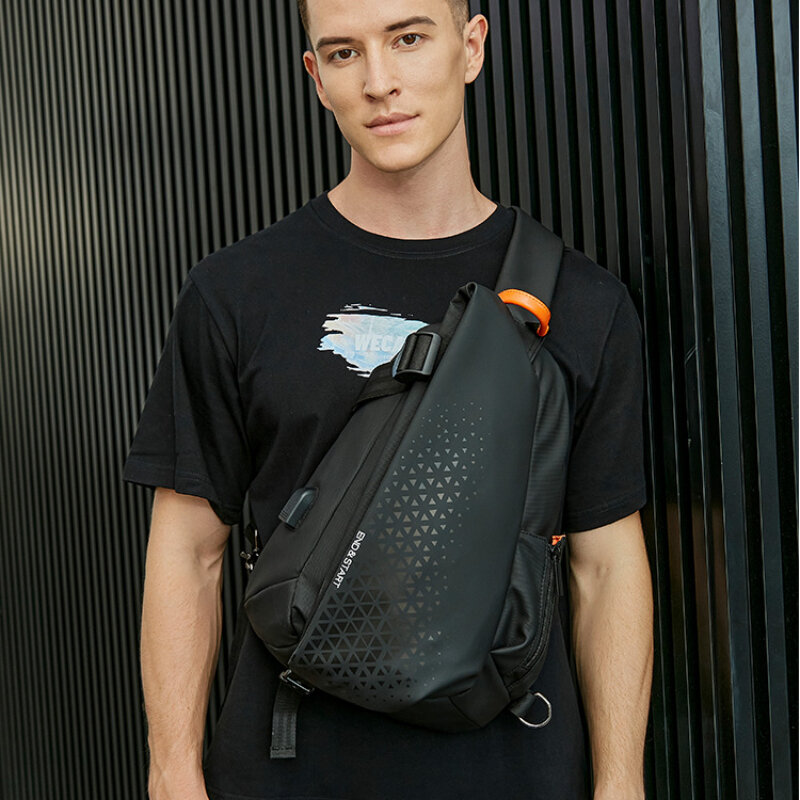 Мужская нагрудная сумка из искусственной кожи, деловой мессенджер, водонепроницаемый дизайнерский саквояж кросс-боди, 2024