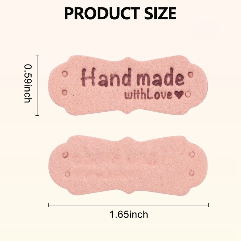 Handmade PU Leather Labels Tags para Roupas, DIY Chapéus e Bolsas, Acessórios De Costura, Feito À Mão com Amor, 50PCs, Novo