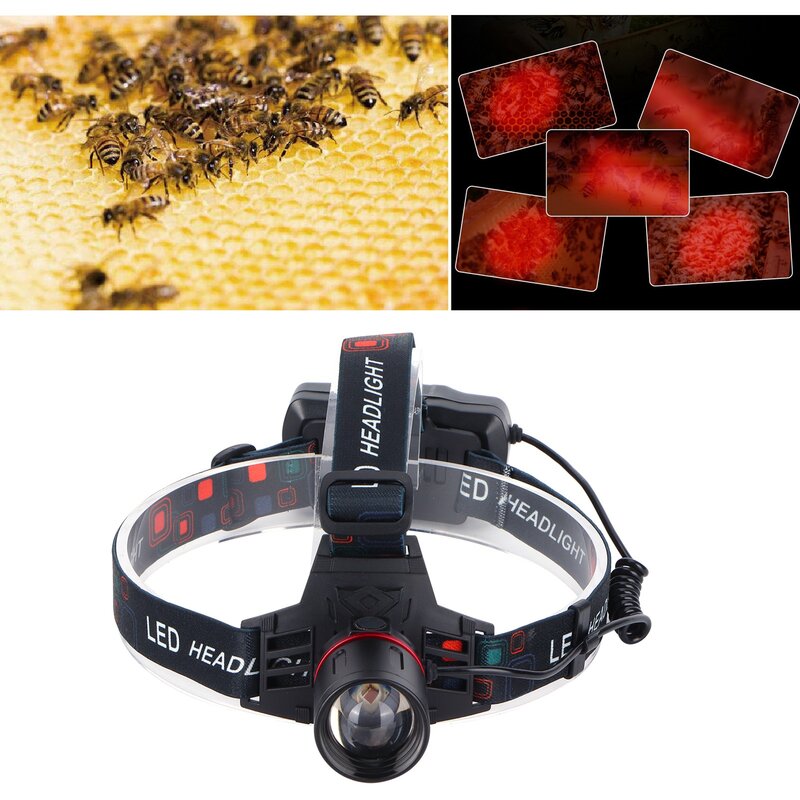 LEDヘッドランプ,調整可能なライト,USB,狩猟用,養蜂検出