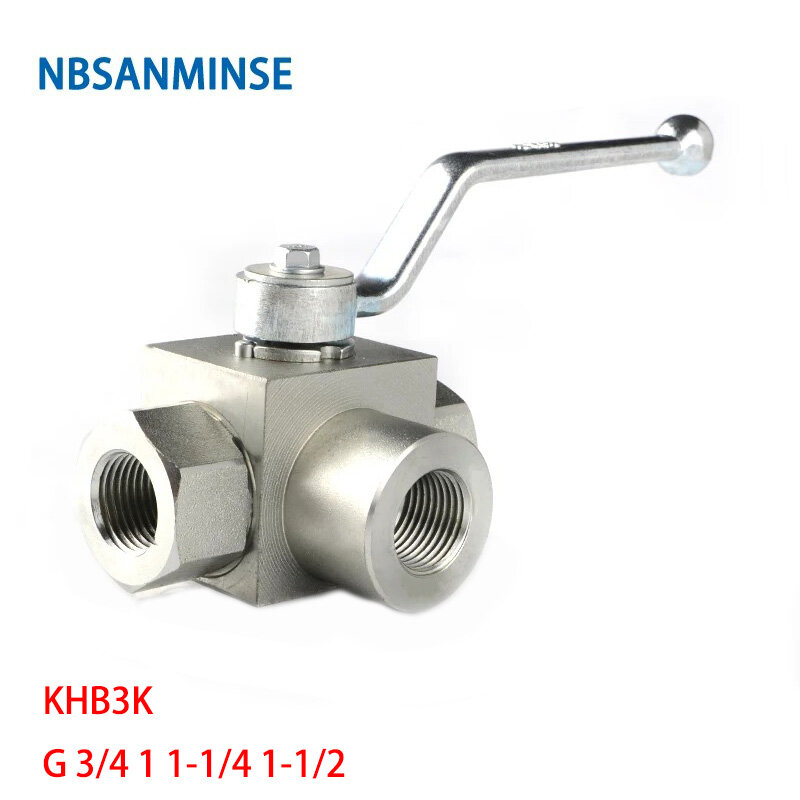 Nbsanminse hydraulischer Kugel hahn khb 3-Wege-Ventil khb3k-g 1/4 1 1-1/4 1-1/4 Hochdruck wasser ventil npt