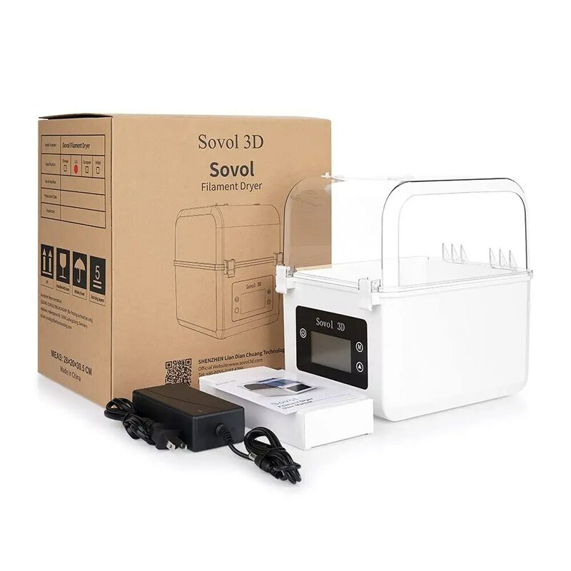 Sovol 2 Rolls Filament Dehydrator Spool Holder Filaments Dry Box for 1.75mm, 2.85mm ABS PLA PETG TPU FDM Material 3D Printer