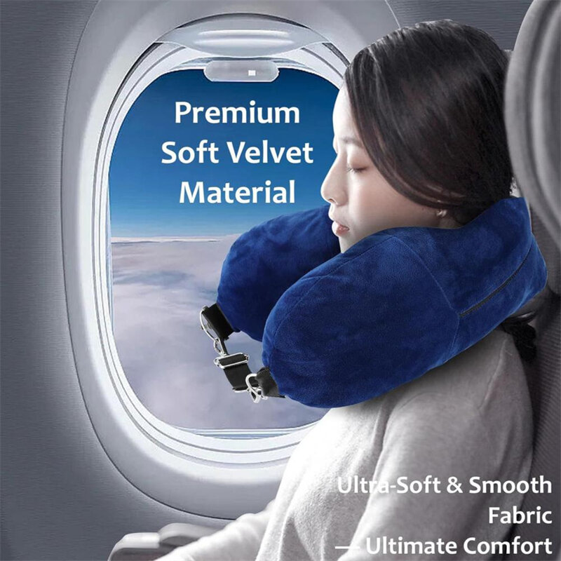Портативная наполняемая подушка для шеи, компактная наполняемая одежда, подушка для шеи, регулируемая Удобная фланелевая подушка для автомобиля, поезда, самолета