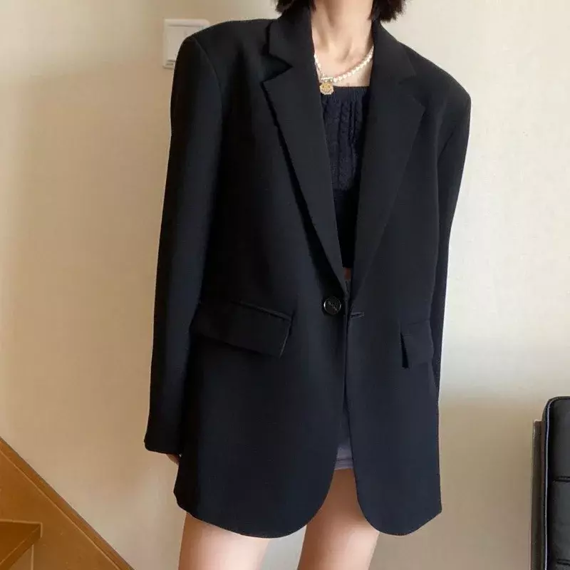 Einfarbiger Anzug Pendel Jacke Weiblich Koreanisch Herbst Frühling Neue Frauen Mantel Kleiner Kerl Verliezen Ein-Knopf-Anzug 2024rfr