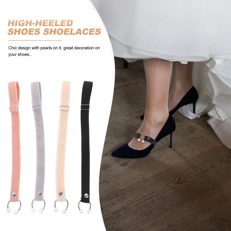 8 Pcs Invisible High Heels Anti Drop Child Black Sandals for Women Dressy Boots Elastic Detachable Shoelace
