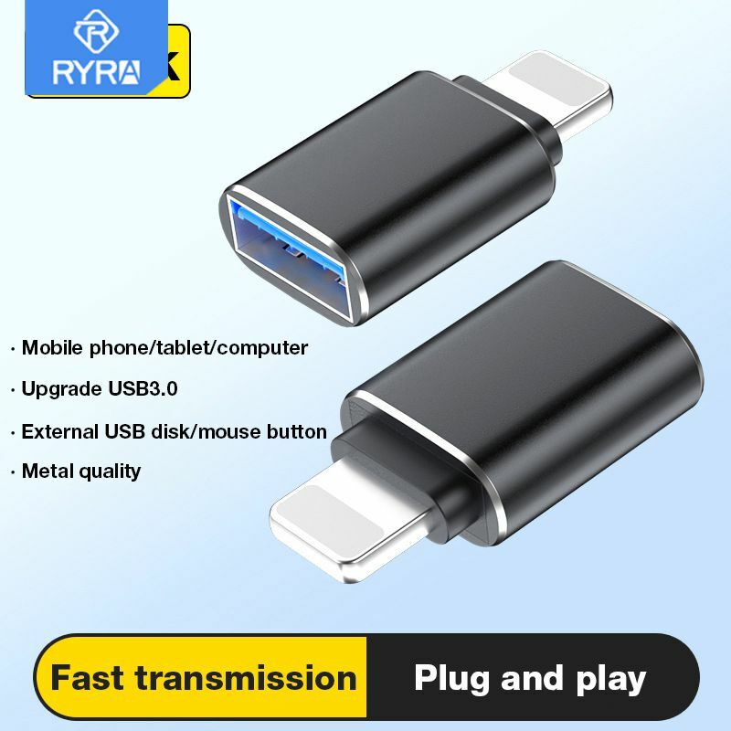 RYRA USB3.0 OTG Adaptor untuk IPhone IOS 13 Di Atas Transmisi Data U Disk Mouse Keyboard USB Ke Konverter untuk IPhone 14 13 IPad
