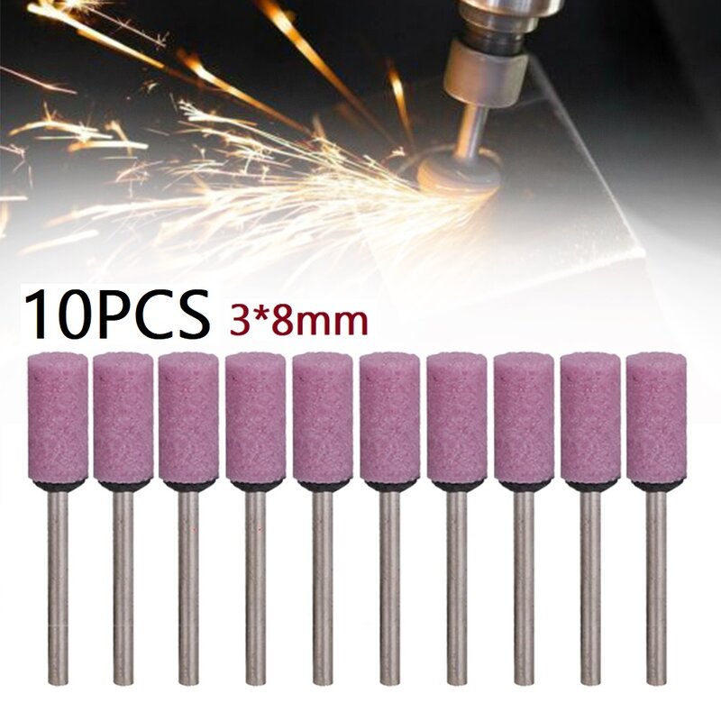 10 Pcs Grinding Head Bit Polishing Head Wheel Abrasive Mounted Stone 3*8mm For Rotary Tools Electric Grinder Accessories