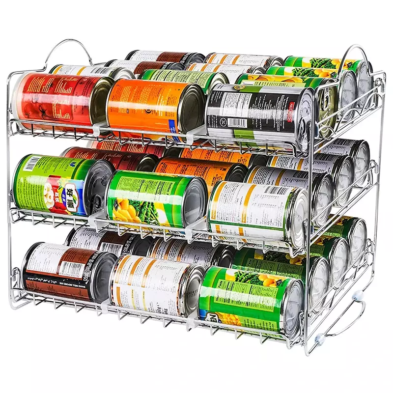 Estante multicapa para latas de bebidas, almacenamiento de latas de Cola, escritorio de cocina, enrollable apilable