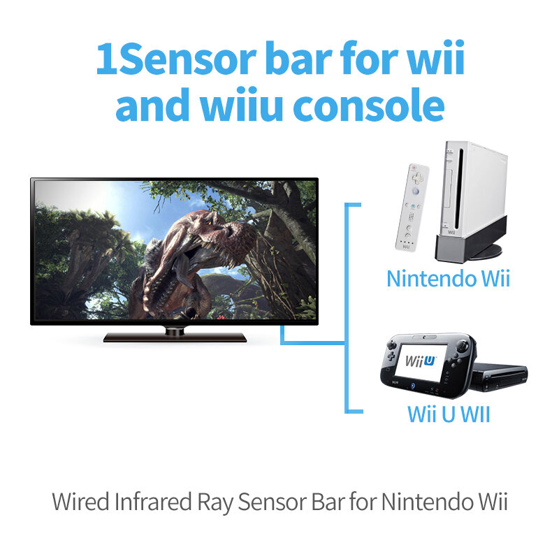 Capteur de mouvement filaire pour Nintendo Wii, récepteur à distance, rayon infrarouge IR, barre de mouvement de jeu, fournitures de jeu, 1PC