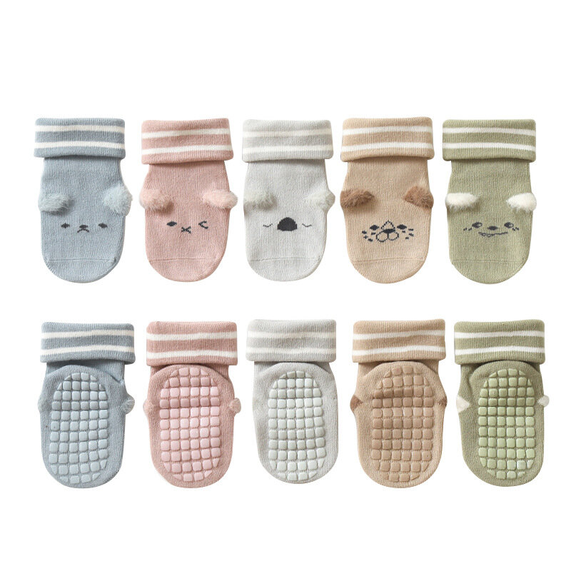 Modamama-Calcetines antideslizantes para bebé, 3 pares, Otoño, dibujos animados, para recién nacido