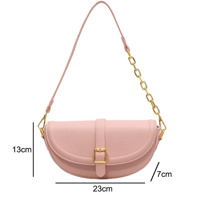 2023 Nova Moda Saddle Bag Bolsas de Ombro para As Mulheres Tendência de Alta Qualidade Sólida PU Couro Crossbody Feminino Luxo Messenger Bags