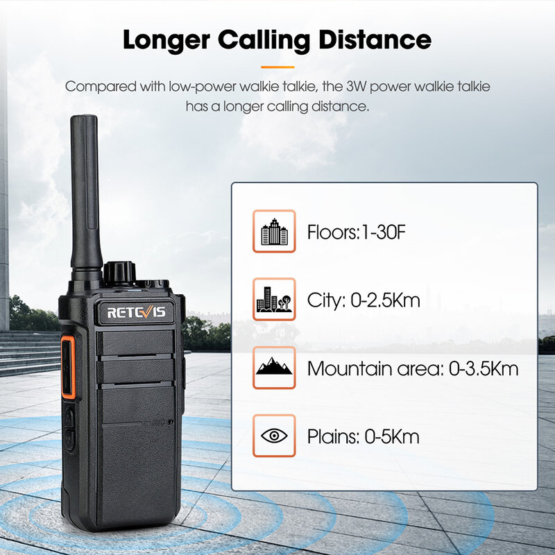 Retevis-walkie-talkies de largo alcance, Radio profesional de 3W, recibir VOX para restaurante de seguridad, 6 piezas, RB626