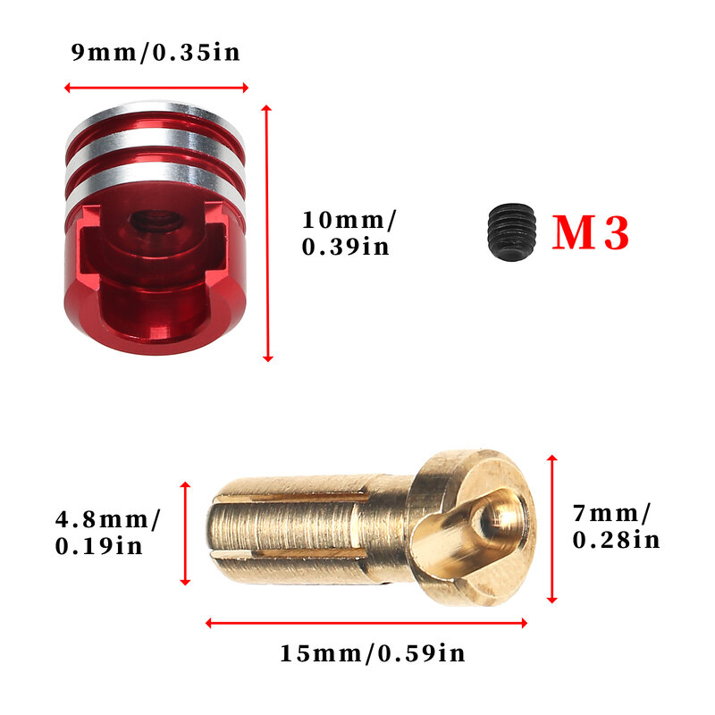 Welding-free Hard shell Metal Heatsink Bullet Plugs 4mm/5mm Set for RC Car LowPro Bullet Plugs