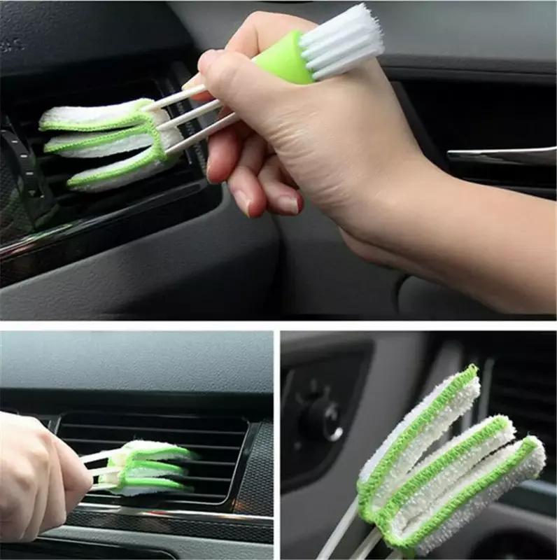 Practical Auto Household Clean Tools Double Slider Car Air Conditioning Outlet Clean Brush Window Blinds Keyboard Cleaner Brush